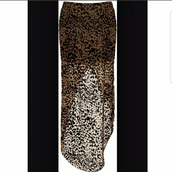 SOLD TopShop hi-low cheetah print skirt - Picture 2 of 2